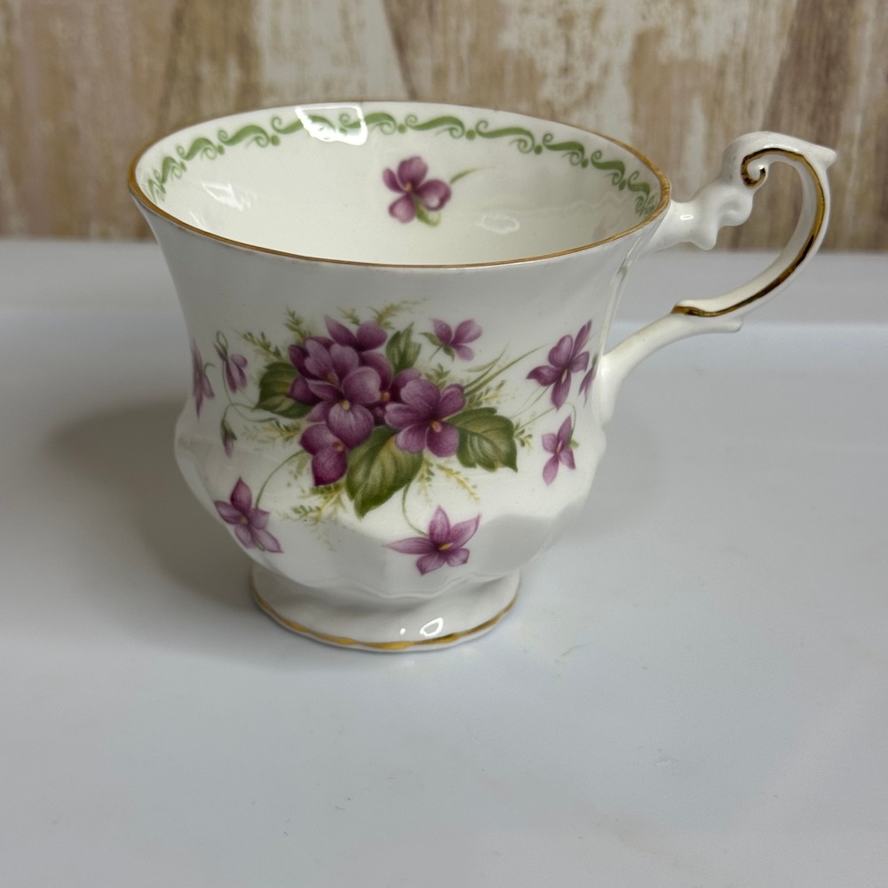 Queens Special Flowers Violets Fine Bone China Tea Cup Rosina China Co England